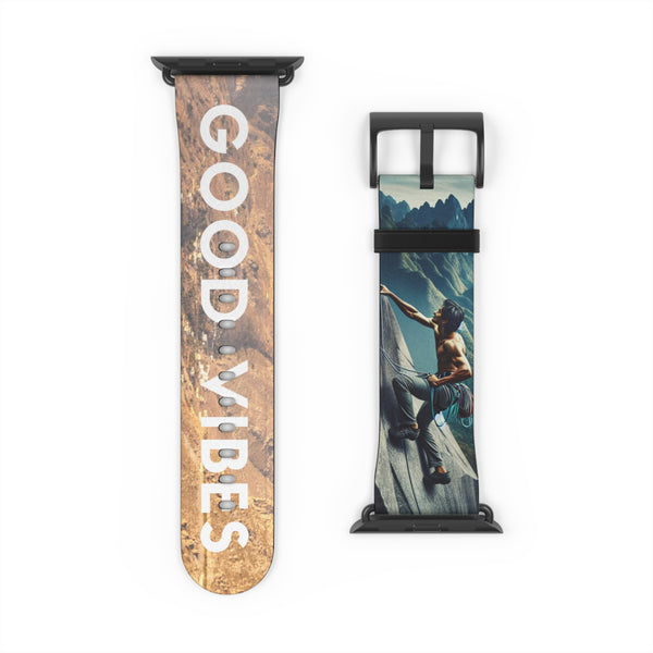 Men's Good Vibes Rock Climbing Watch Band 38 - 41 mm / Black Matte Printify Accessories - Tracy McCrackin Photography