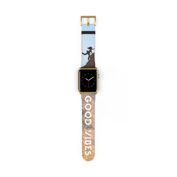 Good Vibes Rock Climbing Watch Band 42 - 45 mm / Gold Matte Printify Accessories - Tracy McCrackin Photography