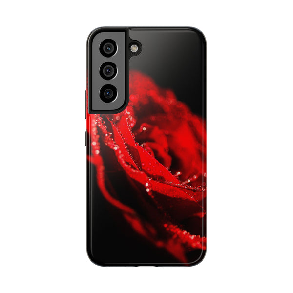 "Velvet Rose: Red Petals with Dew on a Dark Canvas - Tough Phone Cases Printify Phone Case - Tracy McCrackin Photography