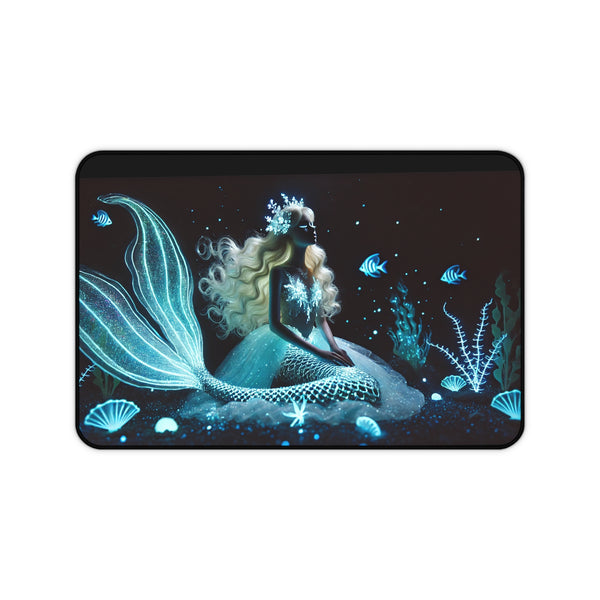 Neon Tides: Futuristic Cyber Mermaid Computer Pad 12" × 18" Printify Home Decor - Tracy McCrackin Photography