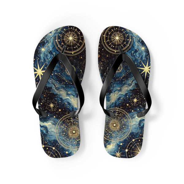 Constellation Dreams: Celestial Comfort Flip-Flops M / Black sole Printify Shoes - Tracy McCrackin Photography