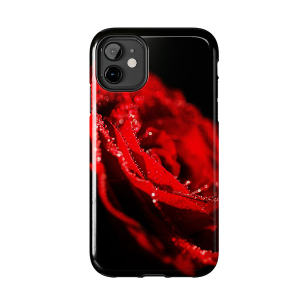 "Velvet Rose: Red Petals with Dew on a Dark Canvas - Tough Phone Cases Printify Phone Case - Tracy McCrackin Photography