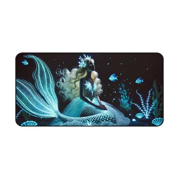 Neon Tides: Futuristic Cyber Mermaid Computer Pad 16" × 32" Printify Home Decor - Tracy McCrackin Photography
