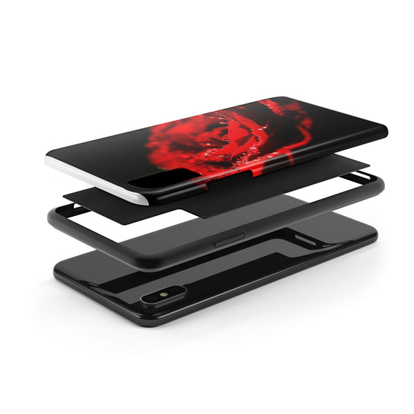 "Velvet Rose: Red Petals with Dew on a Dark Canvas - Tough Phone Cases Printify Phone Case - Tracy McCrackin Photography