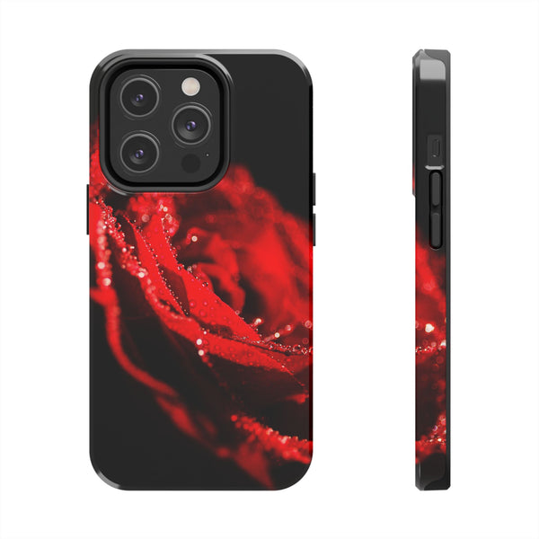 "Velvet Rose: Red Petals with Dew on a Dark Canvas - Tough Phone Cases iPhone 14 Pro Printify Phone Case - Tracy McCrackin Photography