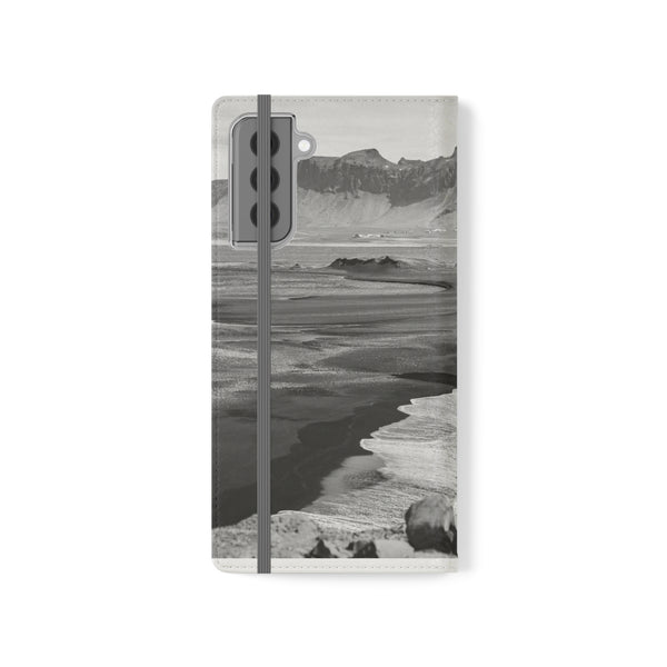 Iceland’s Black Sands in Monochrome Majesty- Flip Cases Printify Phone Case - Tracy McCrackin Photography