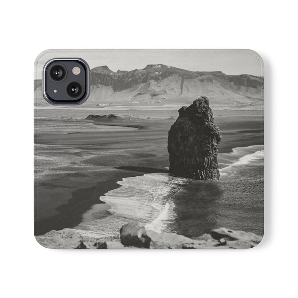 Iceland’s Black Sands in Monochrome Majesty- Flip Cases iPhone 13 Mini Printify Phone Case - Tracy McCrackin Photography