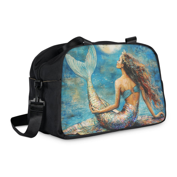 Mermaid By Moonlight Fitness Handbag 12.4" x 13.3" / Black Printify Bags - Tracy McCrackin Photography