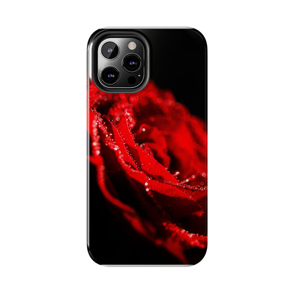"Velvet Rose: Red Petals with Dew on a Dark Canvas - Tough Phone Cases Printify Phone Case - Tracy McCrackin Photography