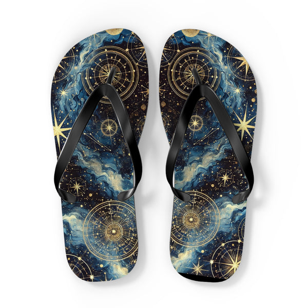 Constellation Dreams: Celestial Comfort Flip-Flops XL / Black sole Printify Shoes - Tracy McCrackin Photography
