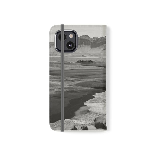 Iceland’s Black Sands in Monochrome Majesty- Flip Cases Printify Phone Case - Tracy McCrackin Photography