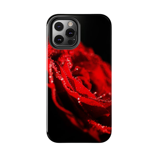 "Velvet Rose: Red Petals with Dew on a Dark Canvas - Tough Phone Cases Printify Phone Case - Tracy McCrackin Photography