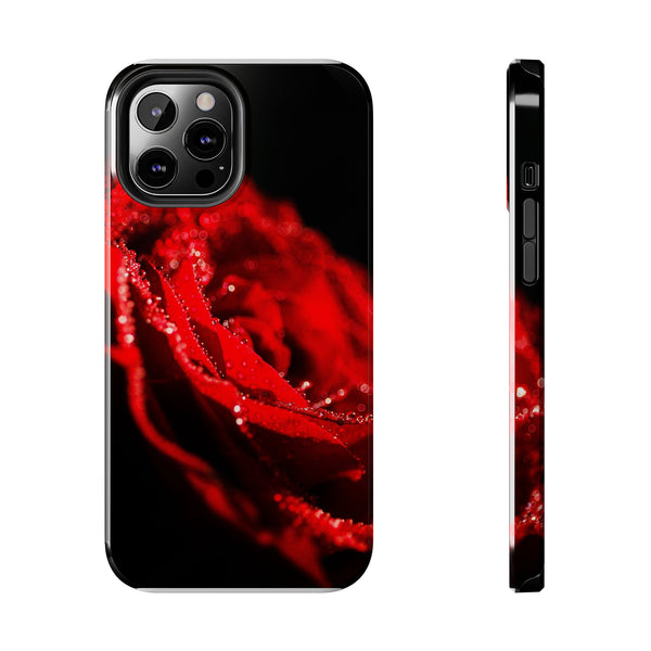 "Velvet Rose: Red Petals with Dew on a Dark Canvas - Tough Phone Cases iPhone 12 Pro Max Printify Phone Case - Tracy McCrackin Photography