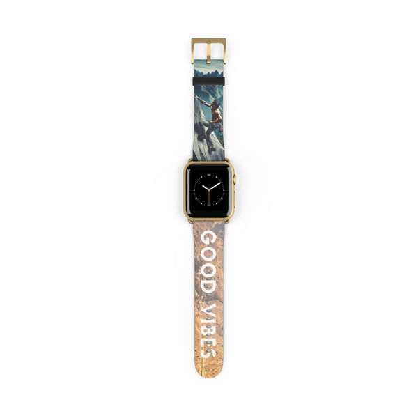 Men's Good Vibes Rock Climbing Watch Band 38 - 41 mm / Gold Matte Printify Accessories - Tracy McCrackin Photography