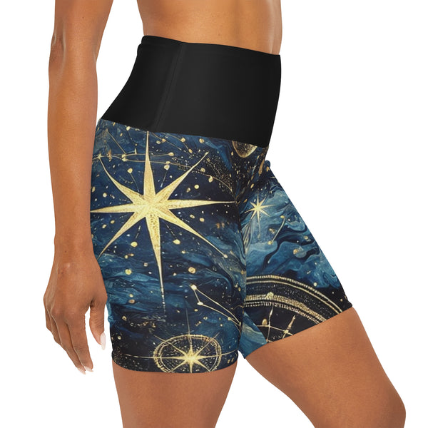 Spaced Out: High-Waisted Constellation Yoga Shorts (AOP) 2XS Printify All Over Prints - Tracy McCrackin Photography