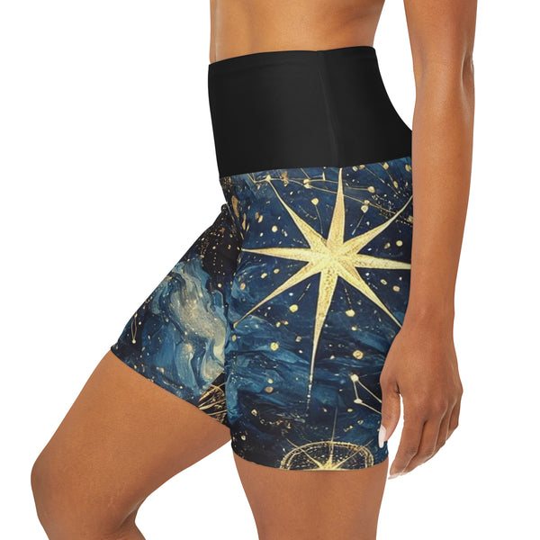 Spaced Out: High-Waisted Constellation Yoga Shorts (AOP) 2XS Printify All Over Prints - Tracy McCrackin Photography