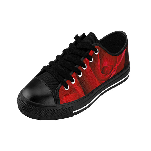 Beautiful Red Rose Women's Sneakers Black sole / US 6 Printify Shoes - Tracy McCrackin Photography