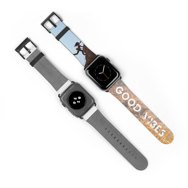 Good Vibes Rock Climbing Watch Band 38 - 41 mm / Black Matte Printify Accessories - Tracy McCrackin Photography