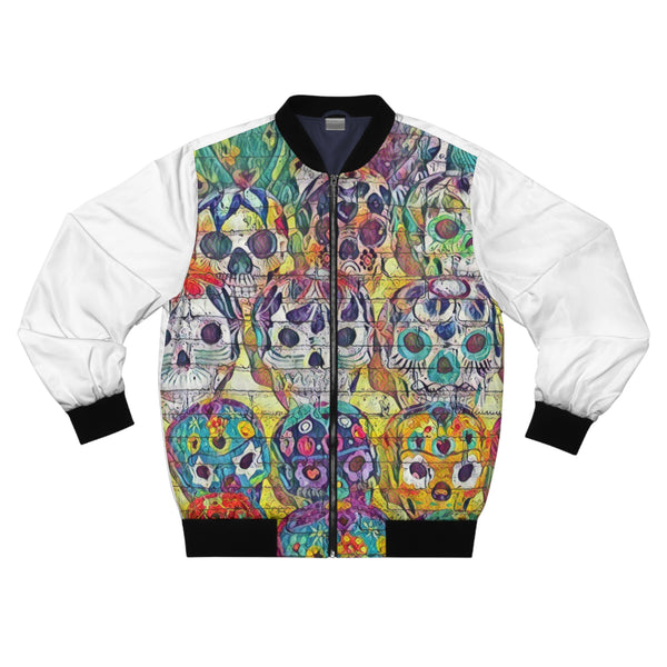Day of the Day Skull Bomber Jacket (White) Printify All Over Prints - Tracy McCrackin Photography