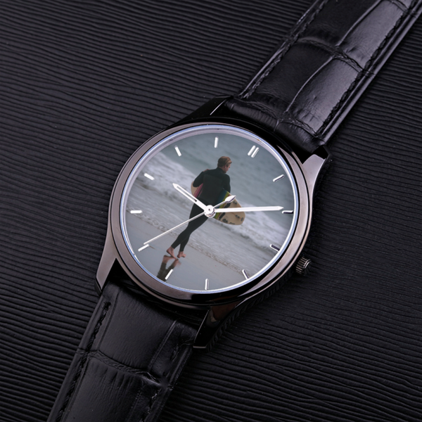 Surf’s Up - Waterproof Quartz Watch With Black Leather Band Watch Printy6 Lifestyle - Tracy McCrackin Photography