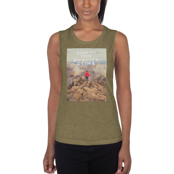 Quality Time Quality Climb Ladies Muscle Tank Giclee / White / S Tracy McCrackin Photography - Tracy McCrackin Photography