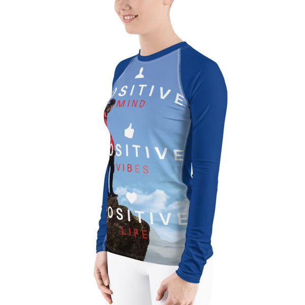 Positive Vibe Women's Rash Guard (Blue) XS Tracy McCrackin Photography Clothing - Tracy McCrackin Photography