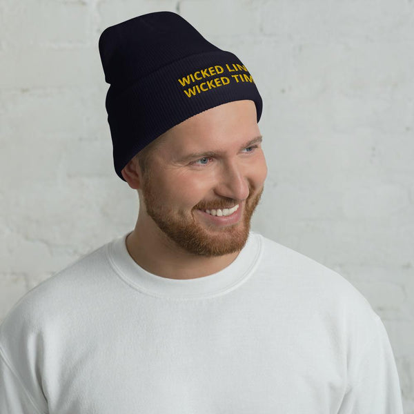 Wicked Times Rock Climbing Cuffed Beanie Giclee / White Tracy McCrackin Photography Clothing - Tracy McCrackin Photography