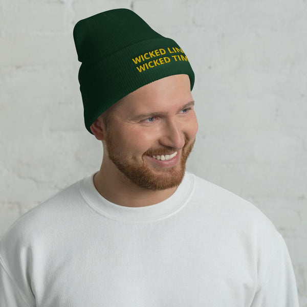 Wicked Times Rock Climbing Cuffed Beanie Giclee / White Tracy McCrackin Photography Clothing - Tracy McCrackin Photography