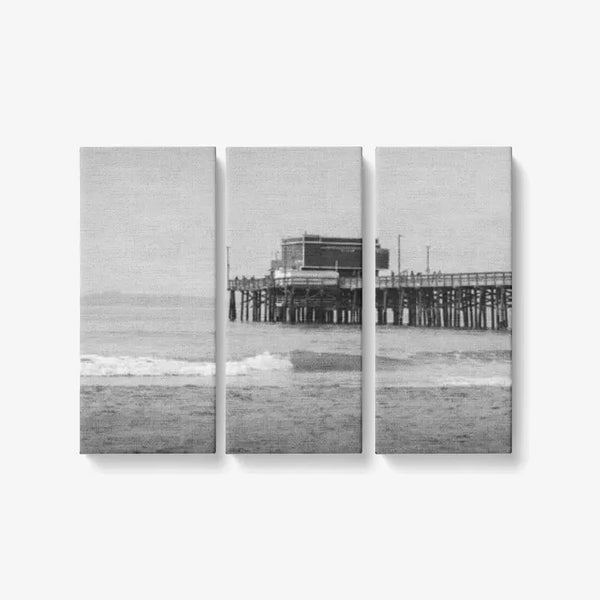B&W Newport Pier - 3 Piece Canvas Wall Art - Framed Ready to Hang 3x8"x18" 3 x 8 x 18 / Canvas Only(rolled) Printy6 Wall art - Tracy McCrackin Photography