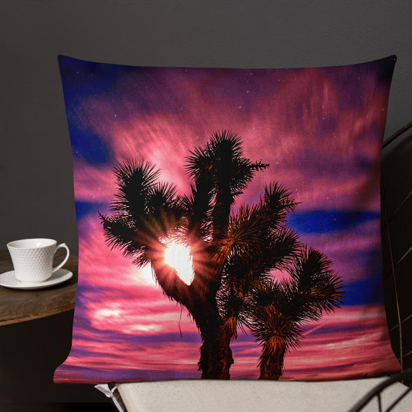 Joshua Tree Moonlit Sky Premium Pillow Tracy McCrackin Photography Home Decor - Tracy McCrackin Photography