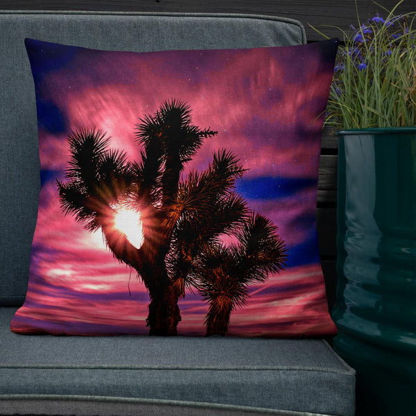 Joshua Tree Moonlit Sky Premium Pillow 22×22 Tracy McCrackin Photography Home Decor - Tracy McCrackin Photography