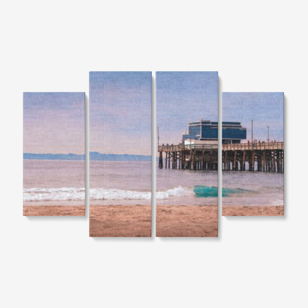 Newport Beach Seascape - 4 Piece Canvas Wall Art - Framed Ready to Hang 4x12"x32 4 x 12 x 32 / Canvas Only(rolled) Printy6 Wall art - Tracy McCrackin Photography