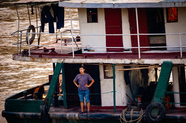 chinese-fishman-on-his-steel-boat Giclee / Colored / 5 x 7 Tracy McCrackin Photography Gicl‚e - Tracy McCrackin Photography