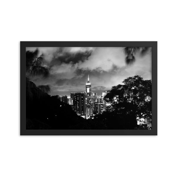 Hong Kong Cityscape Framed poster (BW) Giclee / Black / 12×18 Tracy McCrackin Photography - Tracy McCrackin Photography