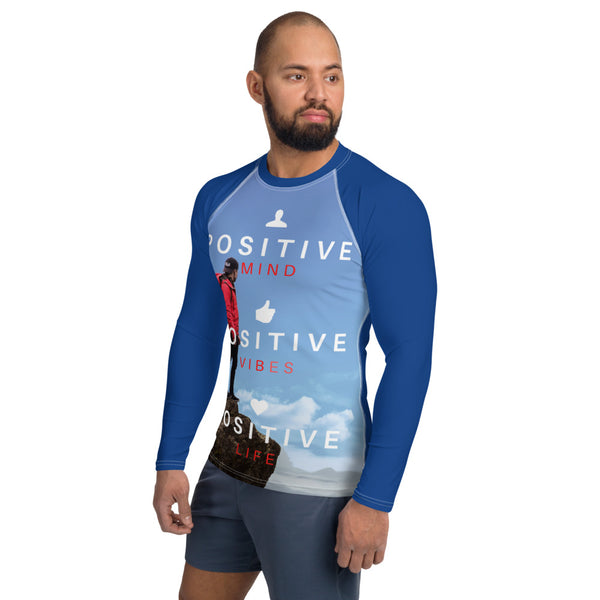 Positive Vibes Men's Rash Guard (Blue) Tracy McCrackin Photography Clothing - Tracy McCrackin Photography