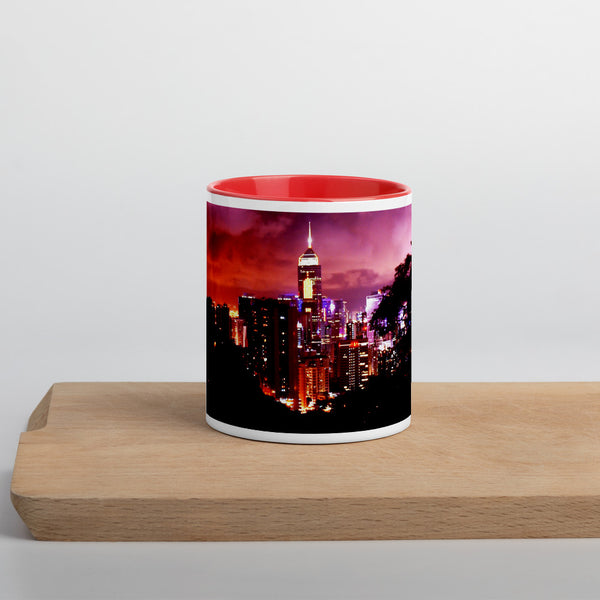 Hong Kong Nightscape Mug with Color Inside Giclee / Red Tracy McCrackin Photography - Tracy McCrackin Photography