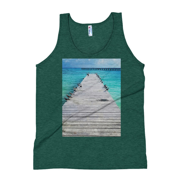 Beach Pier Unisex Tank Top Giclee / Tri-Evergreen / XS Tracy McCrackin Photography - Tracy McCrackin Photography