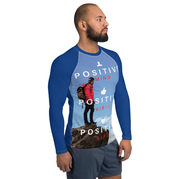 Positive Vibes Men's Rash Guard (Blue) Tracy McCrackin Photography Clothing - Tracy McCrackin Photography
