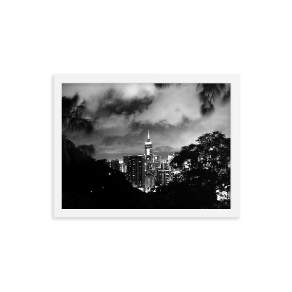 Hong Kong Cityscape Framed poster (BW) Giclee / White / 12×16 Tracy McCrackin Photography - Tracy McCrackin Photography