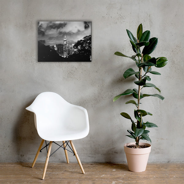 Hong Kong Nightscape Canvas (BW) 18×24 Tracy McCrackin Photography - Tracy McCrackin Photography