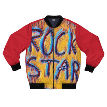 Load image into Gallery viewer, California Rock Star Graffiti Bomber Jacket (Red) Printify All Over Prints - Tracy McCrackin Photography