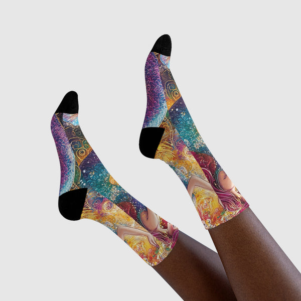 Rainbow Mermaid Dreams: Vibrant Fantasy Socks S Printify All Over Prints - Tracy McCrackin Photography