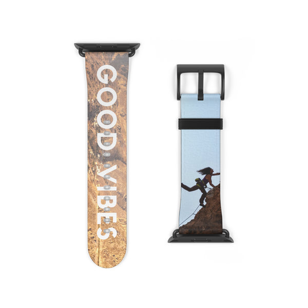 Good Vibes Rock Climbing Watch Band 38 - 41 mm / Black Matte Printify Accessories - Tracy McCrackin Photography