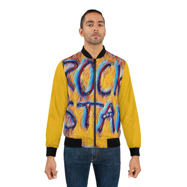 California Rock Star Graffiti Bomber Jacket (Yellow) Printify All Over Prints - Tracy McCrackin Photography