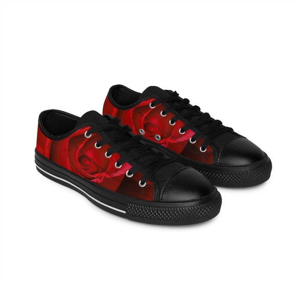 Beautiful Red Rose Women's Sneakers Black sole / US 6 Printify Shoes - Tracy McCrackin Photography
