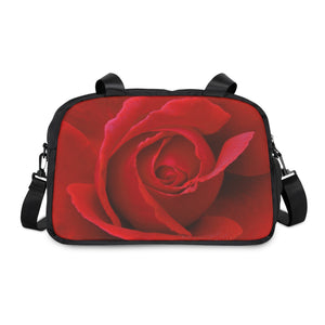 Vibrant Red Rose Fitness Handbag 12.4" x 13.3" / Black Printify Bags - Tracy McCrackin Photography