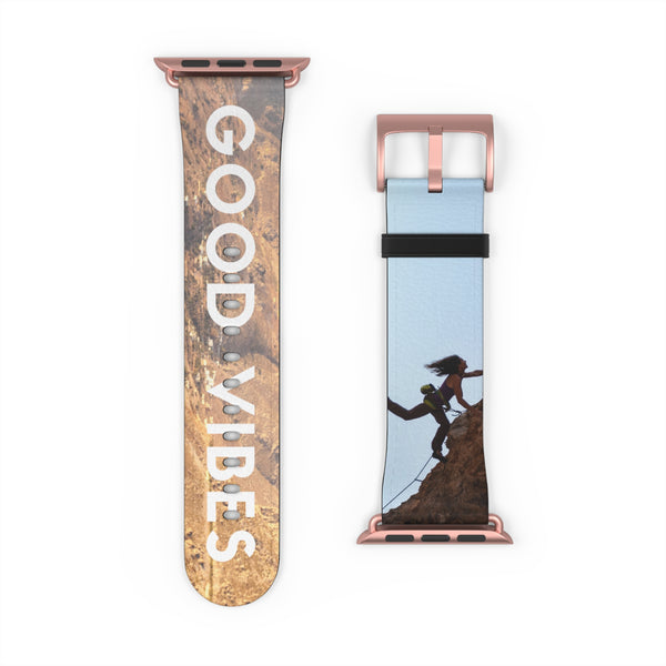 Good Vibes Rock Climbing Watch Band 38 - 41 mm / Black Matte Printify Accessories - Tracy McCrackin Photography