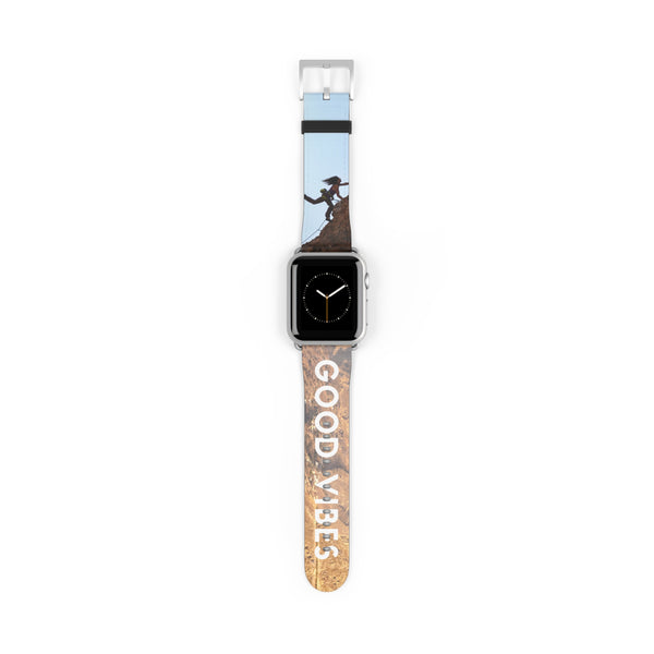 Good Vibes Rock Climbing Watch Band 38 - 41 mm / Silver Matte Printify Accessories - Tracy McCrackin Photography