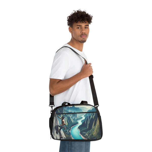 Epic Rock Climbing Fitness Handbag 12.4" x 13.3" / Black Printify Bags - Tracy McCrackin Photography