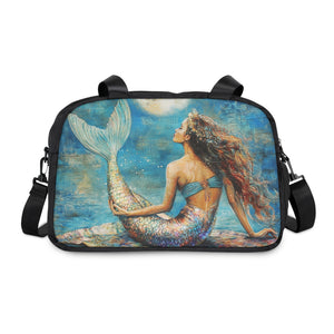 Mermaid By Moonlight Fitness Handbag 12.4" x 13.3" / Black Printify Bags - Tracy McCrackin Photography